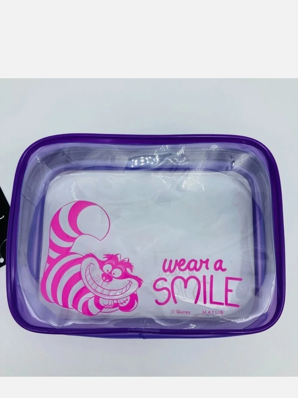 NWT Disney Alice In Wonderland Cheshire Cat Make-up Transparent Pouch from Japan